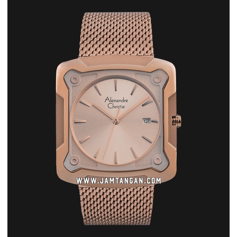 Alexandre Christie AC 3030 MD BRGLN Men Rose Gold Dial Rose Gold Mesh Strap