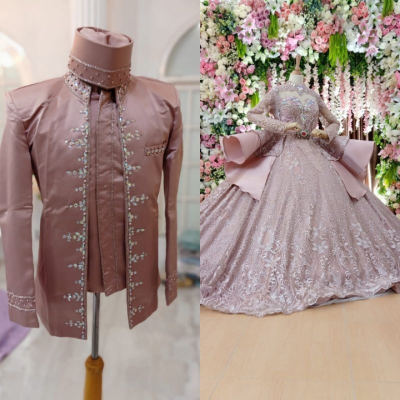 CAUPLE GOTIK TERLARIS// COUPLE GAUN WEDDING PREMIUM /BAJU PENGANTIN COUPLE BESKAP/GAUN WEDDING SET BESKAP BRIDAL