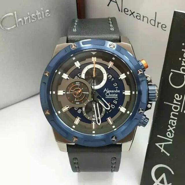 JAM TANGAN PRIA ALEXANDRE CHRISTIE AC6506 BLACK BLUE ORIGINAL