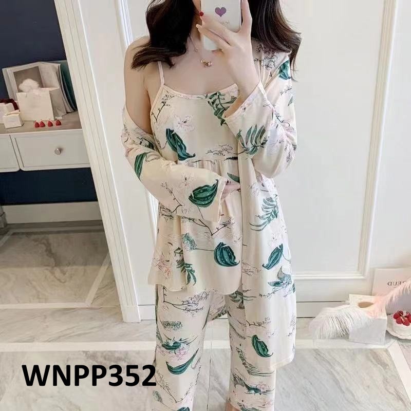 Piyama Wanita Baju Tidur Wanita Kimono + Dalaman Tanktop Motif