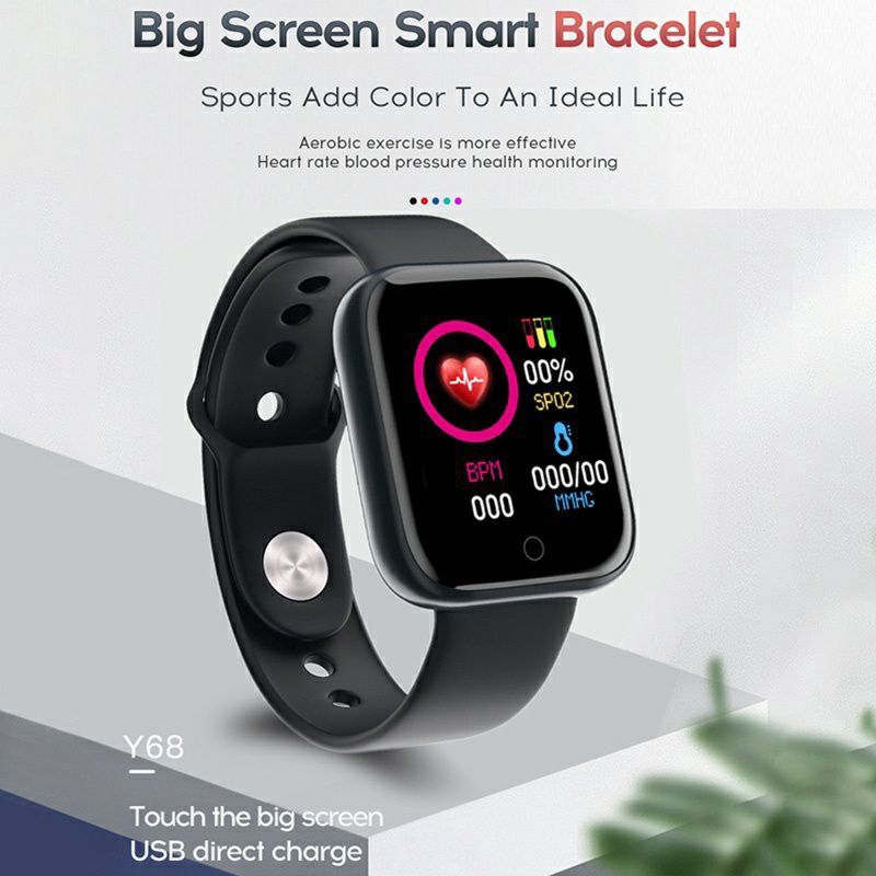 Smartwatch Y68 Macaron / Jam Tangan Smart Watc D20S Candy Digital Olahraga Pria Wanita Bluetooth For Android IOS