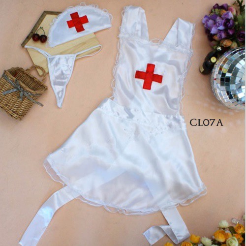[LIMITED STOCK] KOSTUM SEXY LINGERIE CELEMEK NURSE BAJU KOSTUM PERAWAT SEKSI PUTIH CL07A