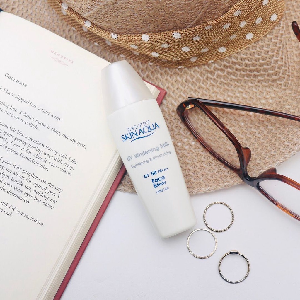 `ღ´ PHINKL `ღ´ skin aqua UV Whitening milk spf 50 (putih) anti matahari UVA UVB skincare sunblock sunscreen