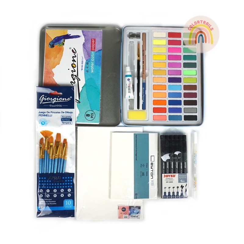 Jual Watercolor Kit Beginner 1 Paket Hemat Indonesia|Shopee Indonesia