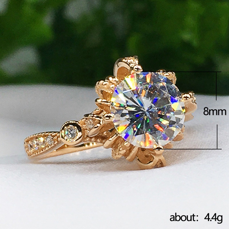 Cincin Wanita Warna Emas Aksen Cubic Zirconia AAA Untuk Pesta Pernikahan