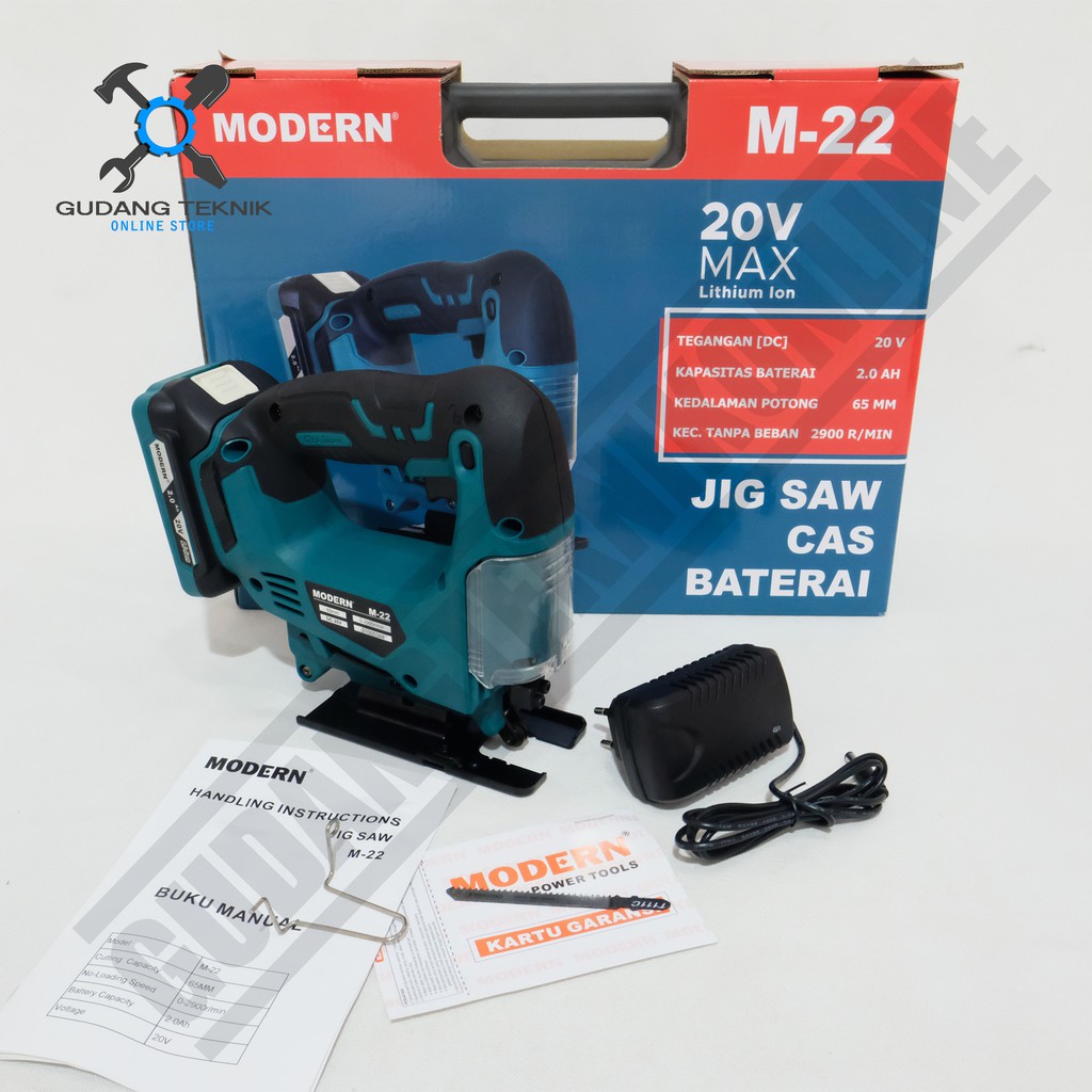 Mesin Jigsaw Cordless Modern M-22 / Gergaji Jig Saw Baterai 20V Modern M22