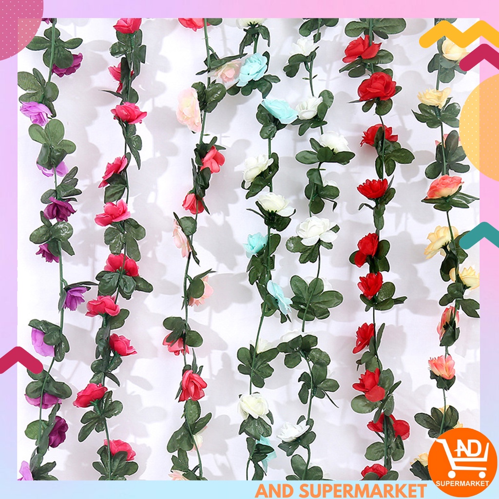 AND / COD / Bunga Rambat Palsu Dekorasi Dinding Rumah Bunga Hias Juntai Plastik Daun Imitasi Artificial Flowers PBP97