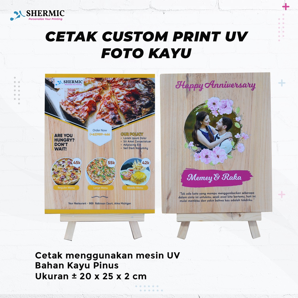 CETAK CUSTOM PRINT UV PAPAN KAYU FOTO NOMOR ALAMAT RUMAH SOUVENIR HADIAH KADO HIASAN