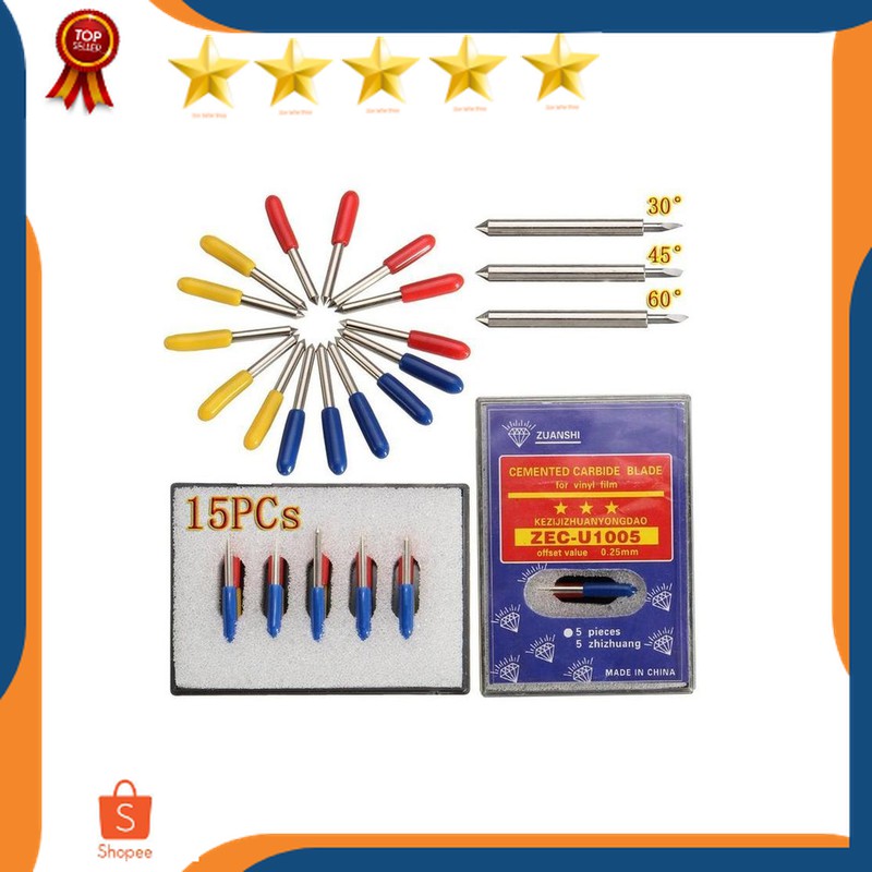 

Murah set 15pcs pisau cutter jarum mesin plotter potong cutting sticker vynil 30 - 45 - 60 derajat