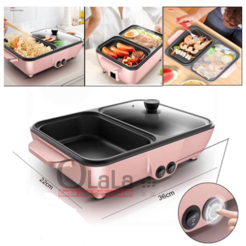 BBQ GRILL PAN STEAMBOAT 2IN1 ELEKTRIK SHABU HOTPOT SUKI ELECTRIC OLL-HG08