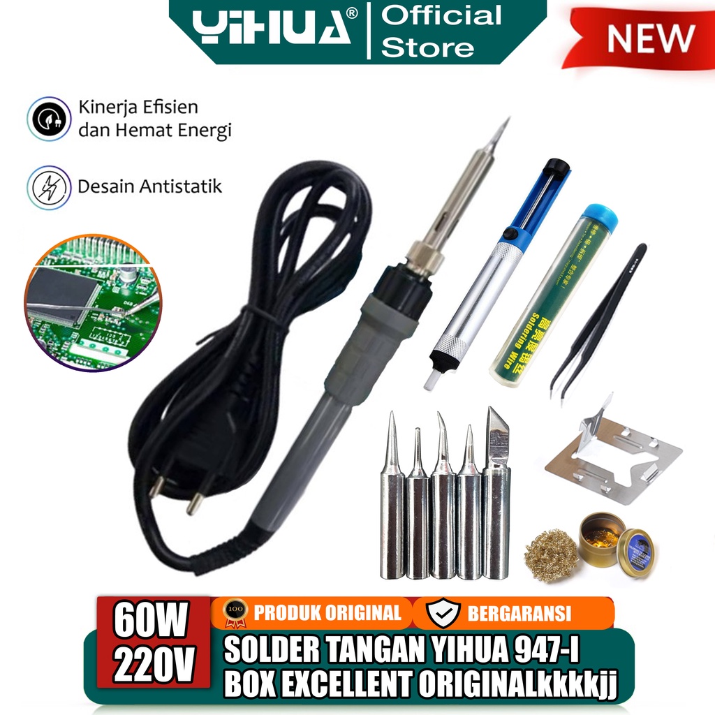Yihua 947-I Solder Tangan Listrik Tool Kit Set Reparasi Elektronik Tool Box Perkakas Service Elektro