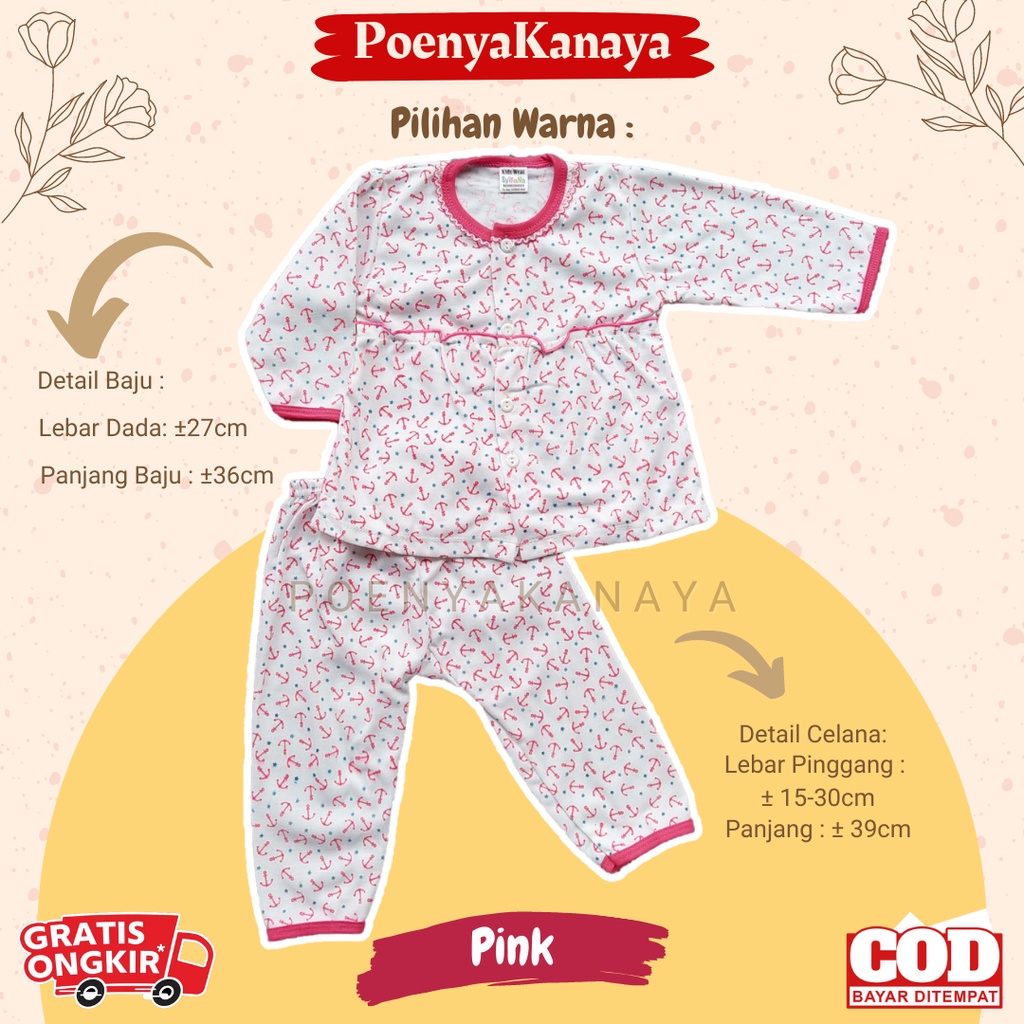 Setelan Baju Bayi Piyama Bayi Panjang Perempuan ANCHOR Syifana Size 6-18 Bulan SPY153