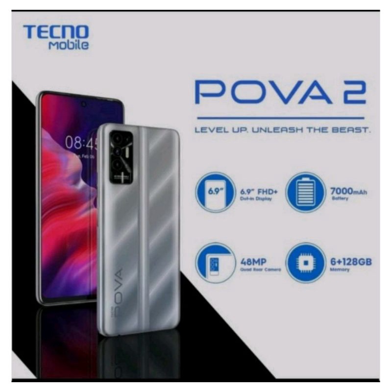 Tecno Pova 2 RAM 6/128GB Garansi Resmi Tecno 1th baterai 7000mAh