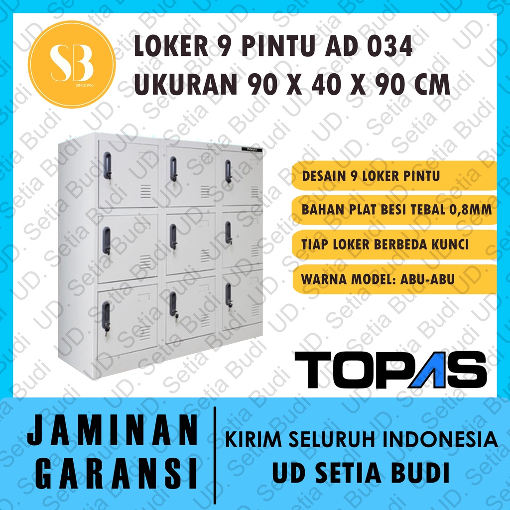 Lemari Loker Besi 9 Pintu TOPAS AD 034