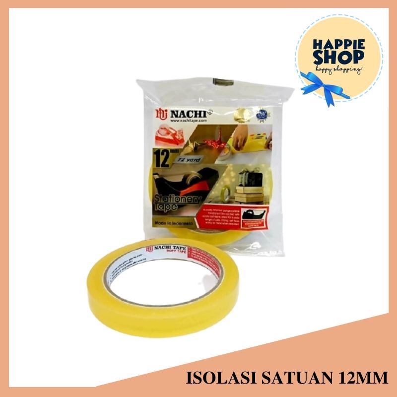 Isolasi 12mm Nachi  Solasi 1/2 Inchi Tape 12 mm Lakban Plakban Bening Selotip Satuan Murah