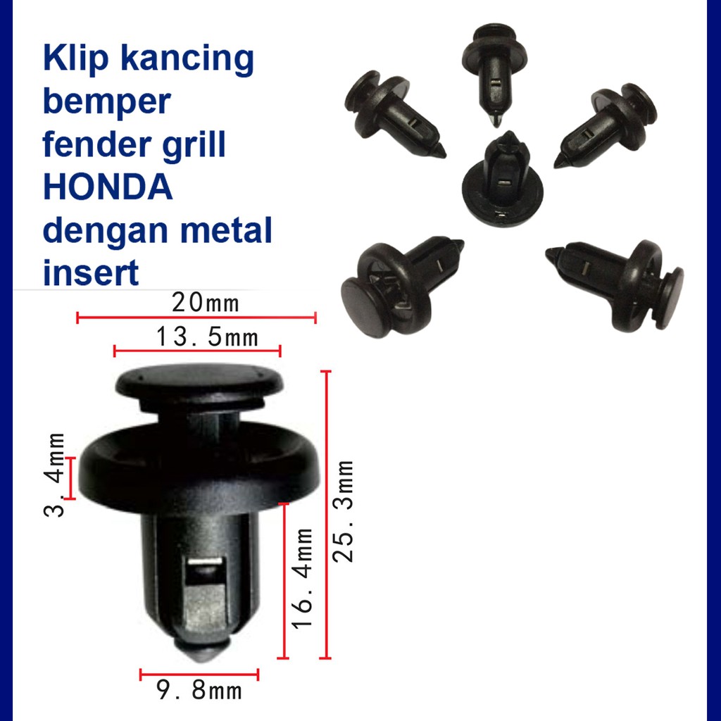 KLIP KANCING BEMPER / FENDER MOBIL HONDA ( L ) WITH METAL INSERT