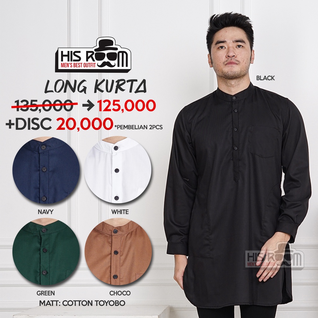 HSRM - Kemeja Kurta Pakistan Kemeja Pakistan Kemeja Kurta Polos Lengan Panjang Kemeja 287