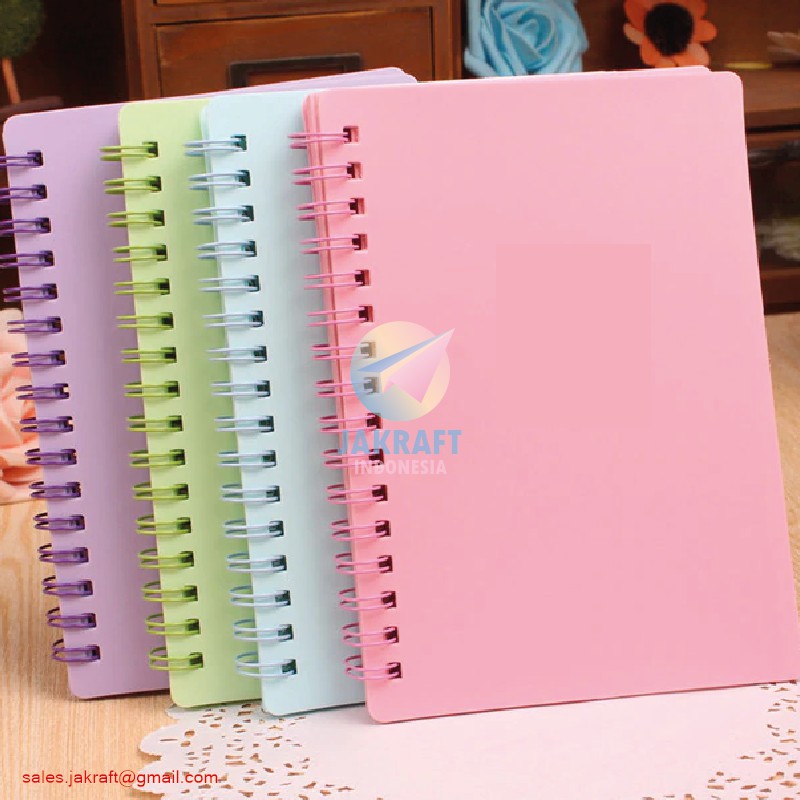 (1 Pcs) Notebook Spiral Kawat Kecil A6 Cover Warna Pastel Polos Buku