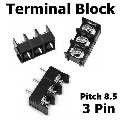 Terminal PCB Blok Block Pitch 8.5mm 3 Pin Skrup Screw PCB Blok 3P Pole 8.5 KF8500 Dudukan Konektor Kabel 3P Hitam