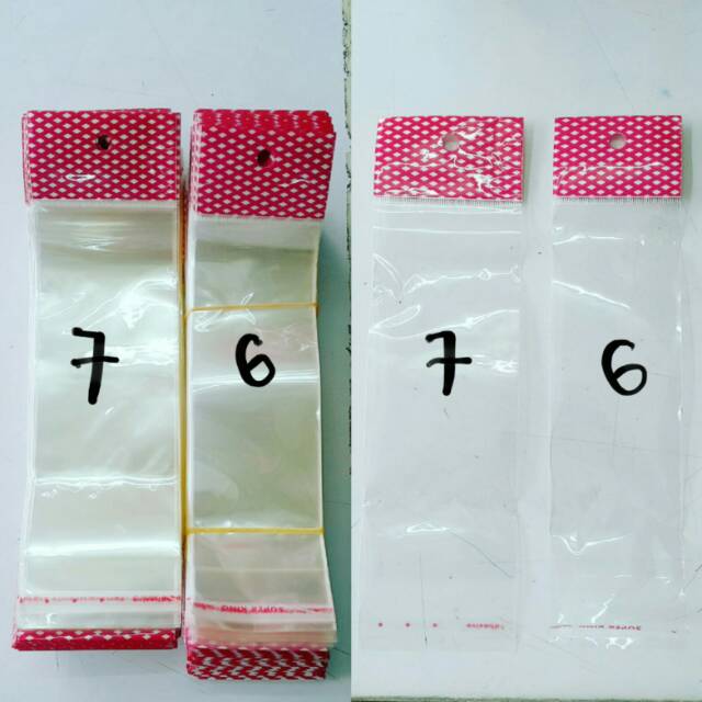 Plastik Perlize Pink 6x22(17,5)+3cm Plastik Kemasan Plastik Aksesoris Plastik Gantungan Plastik Souv