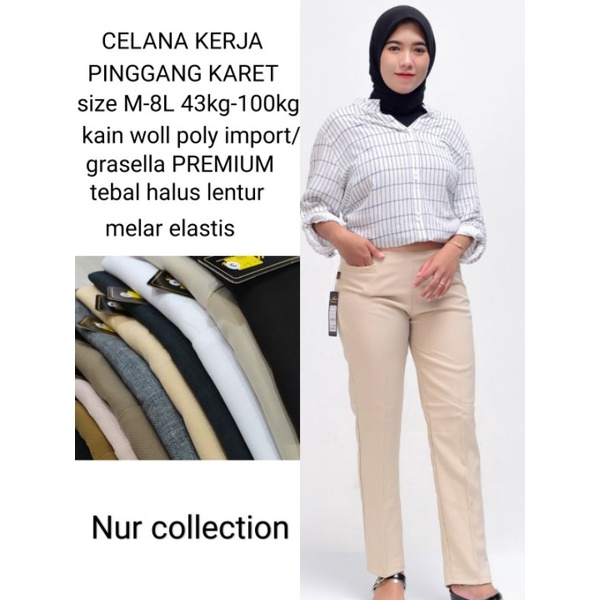 Celana kerja pinggang karet SUPER PREMIUM M-8XL