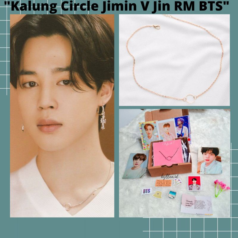 Kalung/Necklace Jimin V BTS Kim Seokjin Bts RM Bts Necklace Metal Circle+ Freebies baca deskripsi