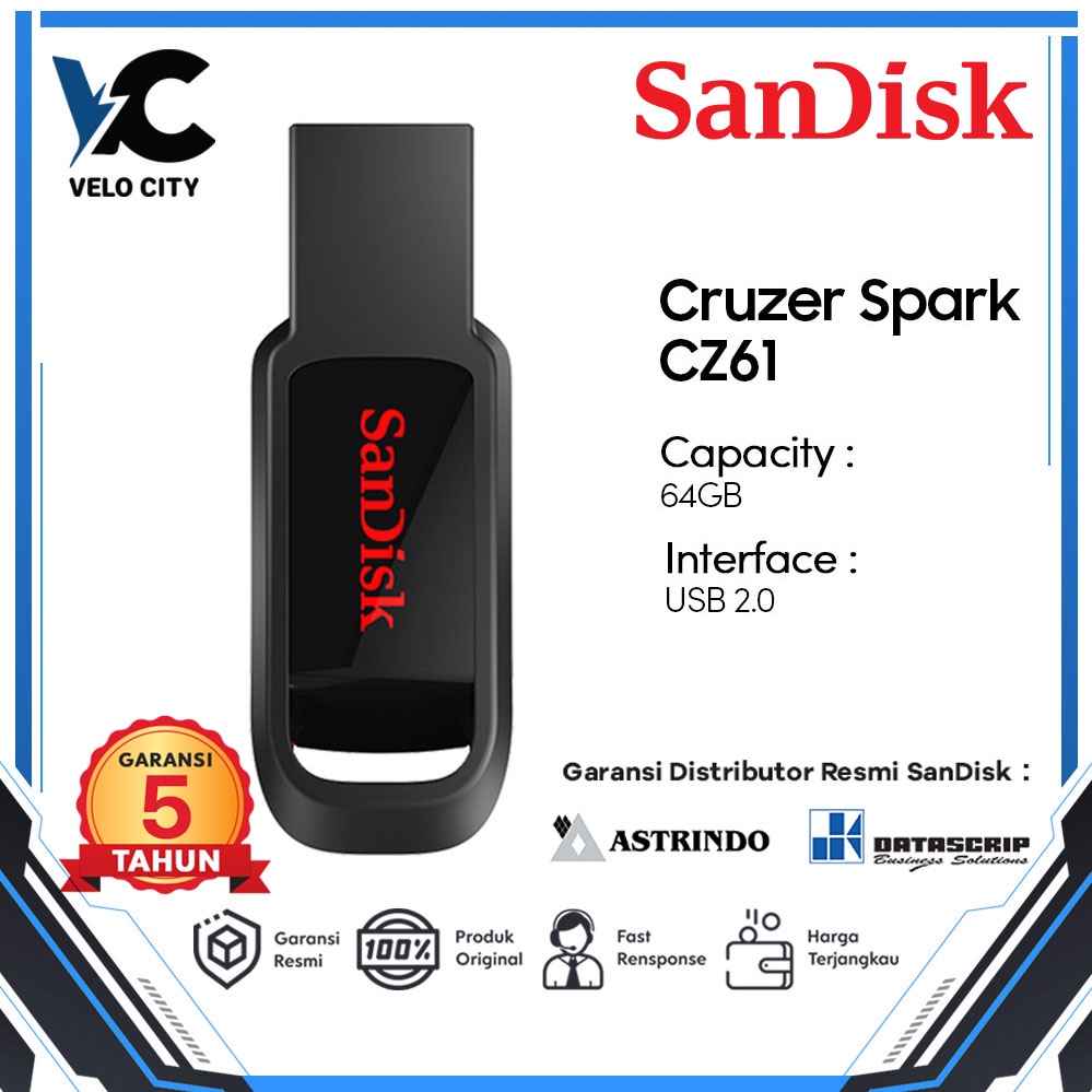 Flashdisk SanDisk 16GB USB 2.0 Cruzer Spark CZ61 - Garansi Resmi 5 Tahun