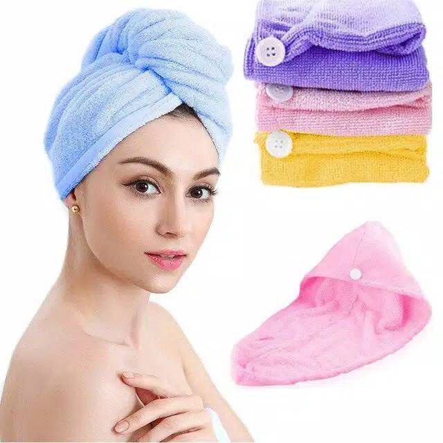 1234OS -HANDUK KERAMAS MANDI MICROFIBER / HANDUK RAMBUT MAGIC HANDUK KEPALA / TOPI KERAMAS MANDI CEPAT KERING / HANDUK