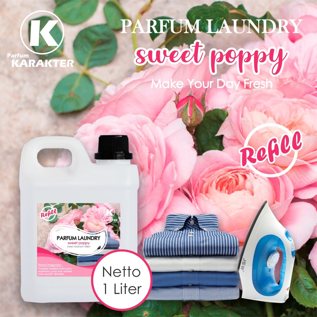 Parfum Laundry Sweet Poppy 1 Liter | Pewangi Laundry Pakaian Harum Wangi Tahan Lama | Bisa Cod | Terlaris