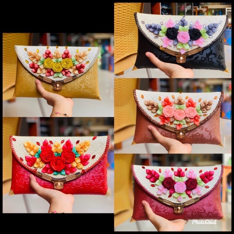 Dompet Cluth Aira Full Bunga kunci putar