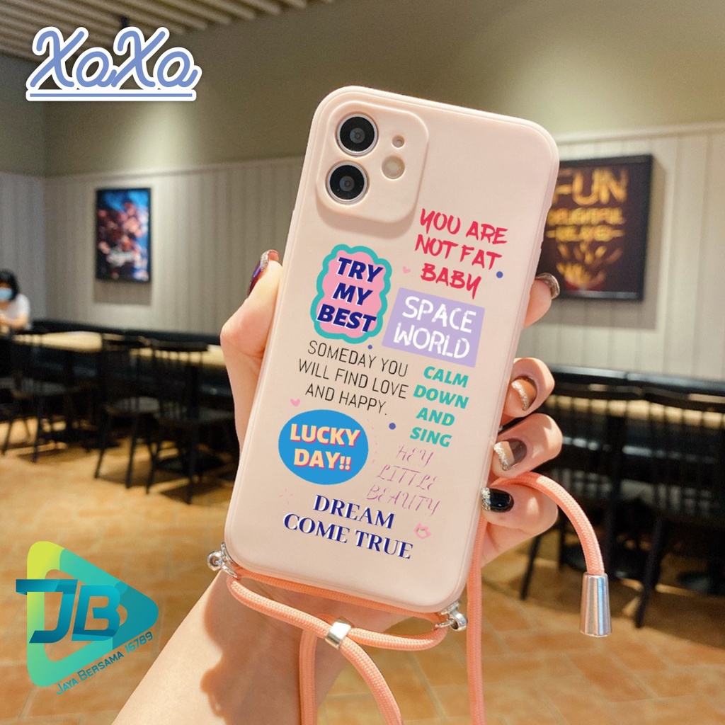 SOFTCASE SILIKON SLINGCASE TALI LANYARD STRAP PHONE MACARON PELINDUNG KAMERA XOXO OPPO VIVO SAMSUNG XIAOMI REALME IPHONE ALL TYPE JB5514