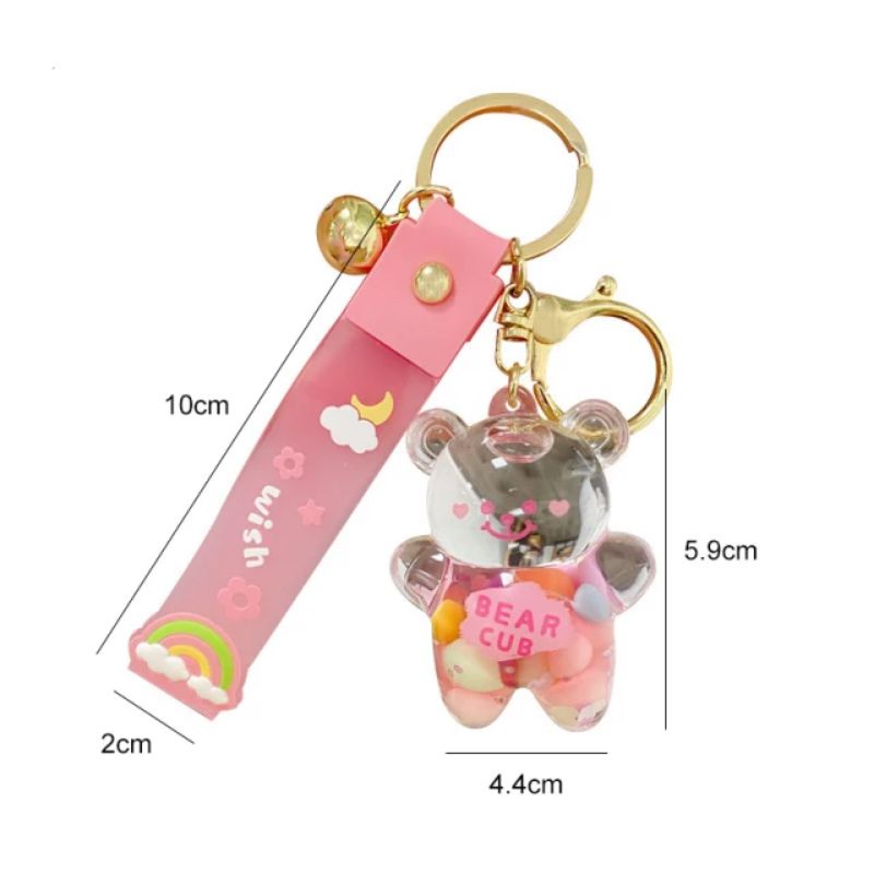 Gantungan Kunci Teddy Bear Cub Chubby Keychains Keyring Bell