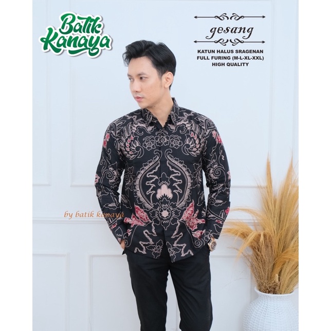 GESANG Batik Pria lengan panjang Berlapis Furing bahan katun premium