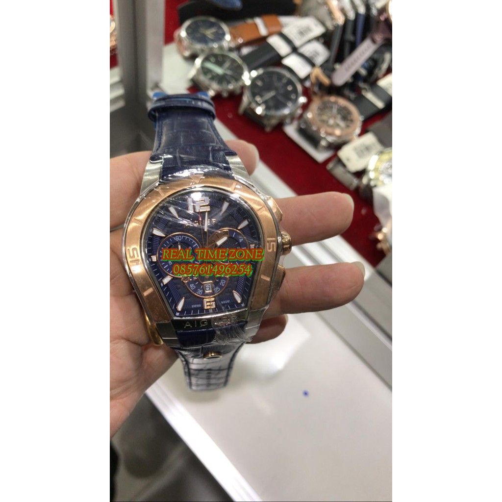 Jam Tangan Grosir Aigner Palermo Terlaris Kulit Hitam Big Watch Gold Garansi 1th Complete