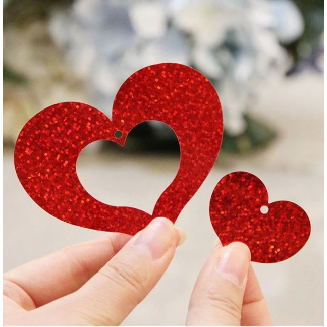 100Pcs / Bag Sequined Pendant Decorative Birthday Party Wedding Decorations Valentiens Day Christmas Heart Shape Laser Romantic Home Accessories DIY Balloon