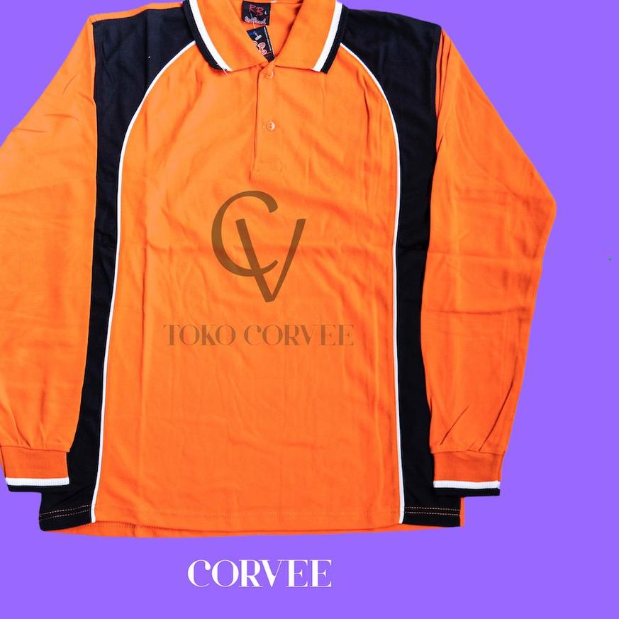 KAOS KERAH PRIA ORANGE /KAOS SENAM LENGAN PANJANG/KAOS OLAHRAGA WANITA LENGAN PANJANG/KAOS PRIA ✓