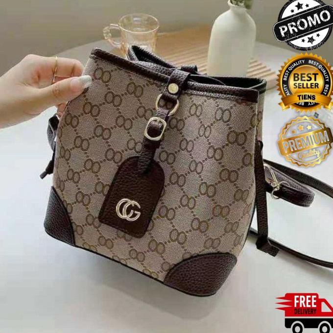 TAS SELEMPANG SERUT WANITA BUCKET GUCCI KANVAS IMPORT KOREA TERBARU