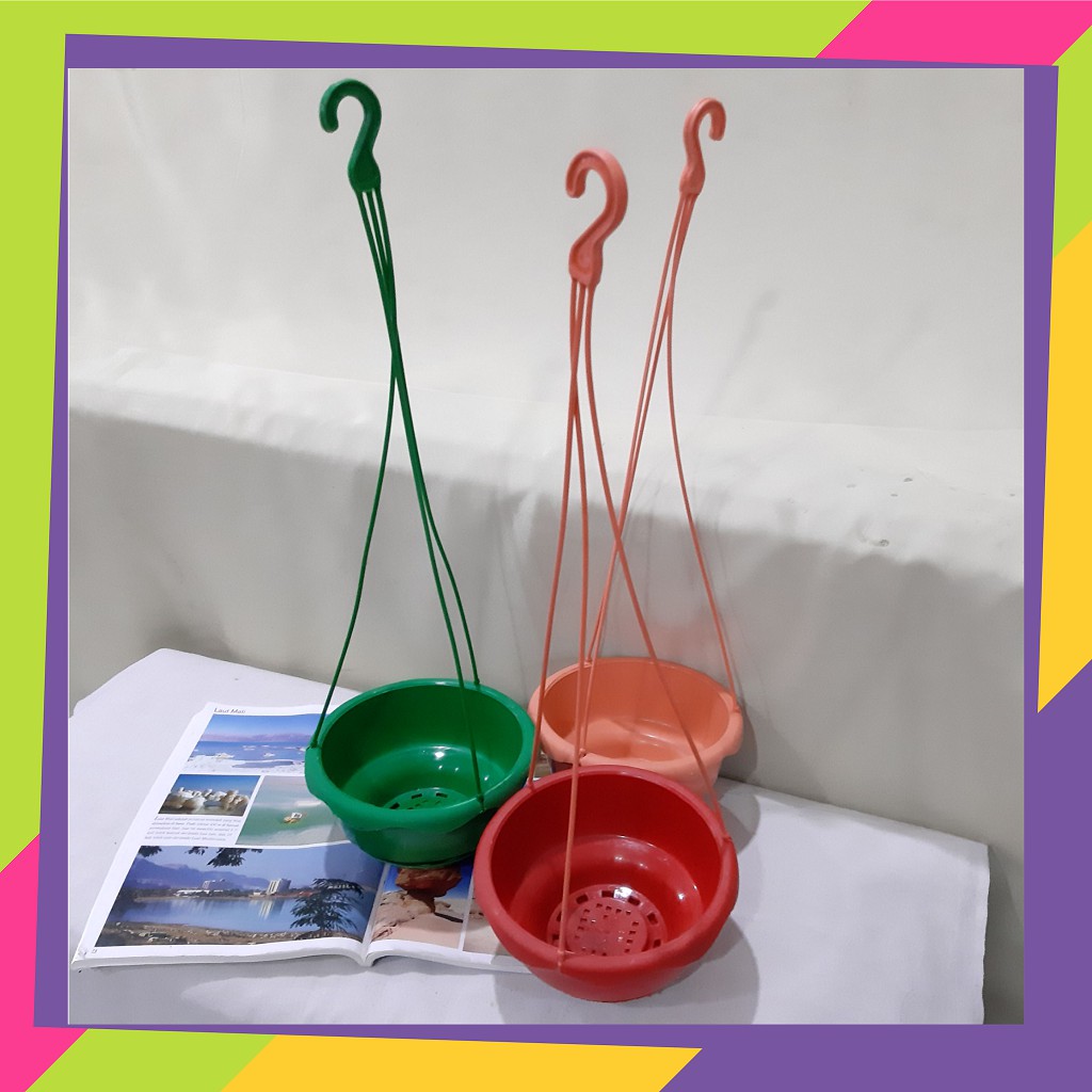 315W / Pot bunga plastik warna bulat gantung / Pot tanaman Artificial - 805W