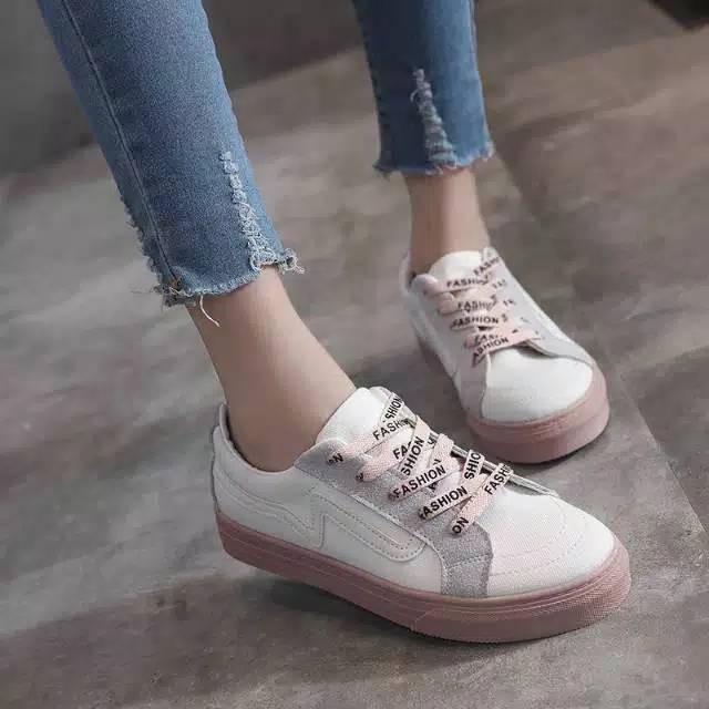 Sepatu Sneakers Kanvas Wanita Casual Import Sport Shoes Original Hitam Putih Onlinemall (8805)-6