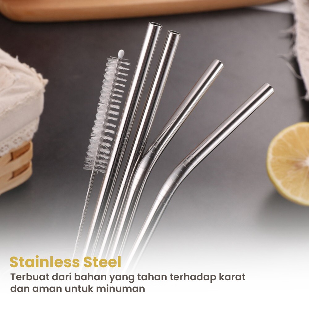 Reusable Sedotan Stainless Steel - Straw Model Melengkung