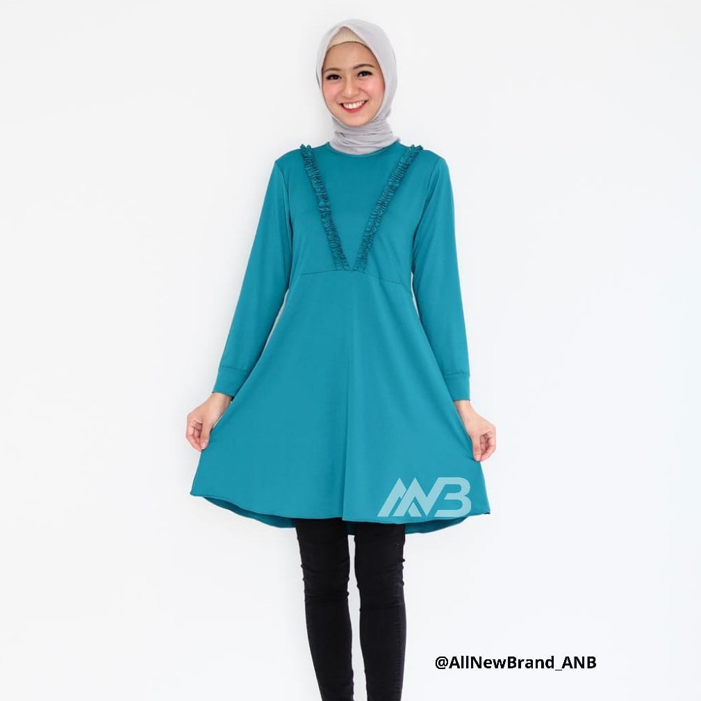 BHO - 1N1corn Tunik T4 / Tunik Wanita Muslimah / Tunik Polos / Tunik Hijau Tosca / Baju Muslim Cewek