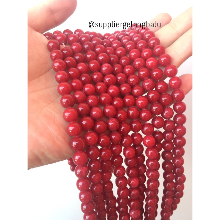 batu red ruby 8mm coral agate merah onyx kilap aksesoris fashion akik aksesoris fashion beads craft