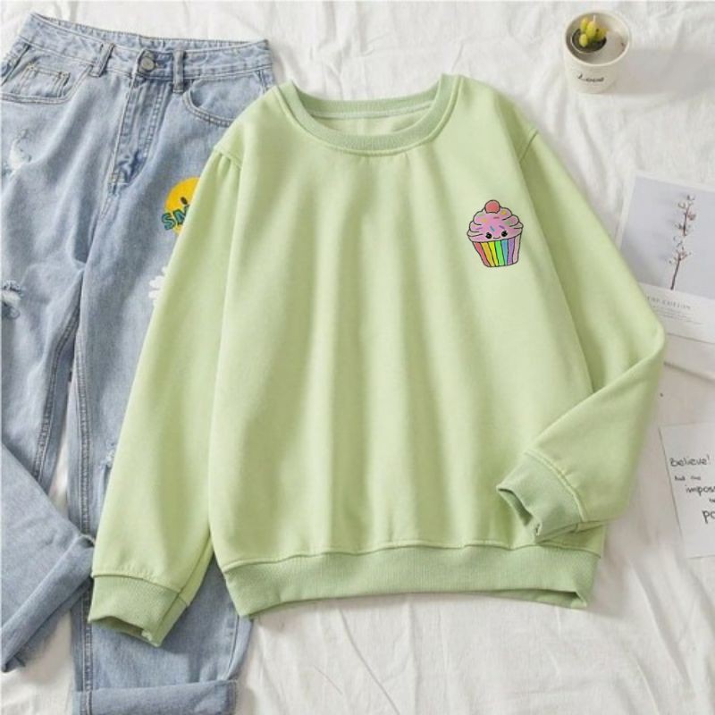 CUTE CARACTER CREWNECK // SWEATER UNISEX PREMIUM TEBAL TERBARU'