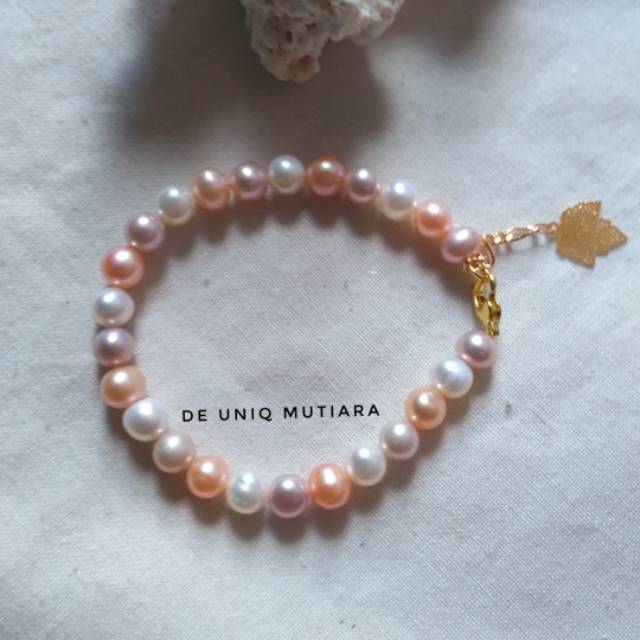 Gelang untai mutiara air tawar asli lombok hand made