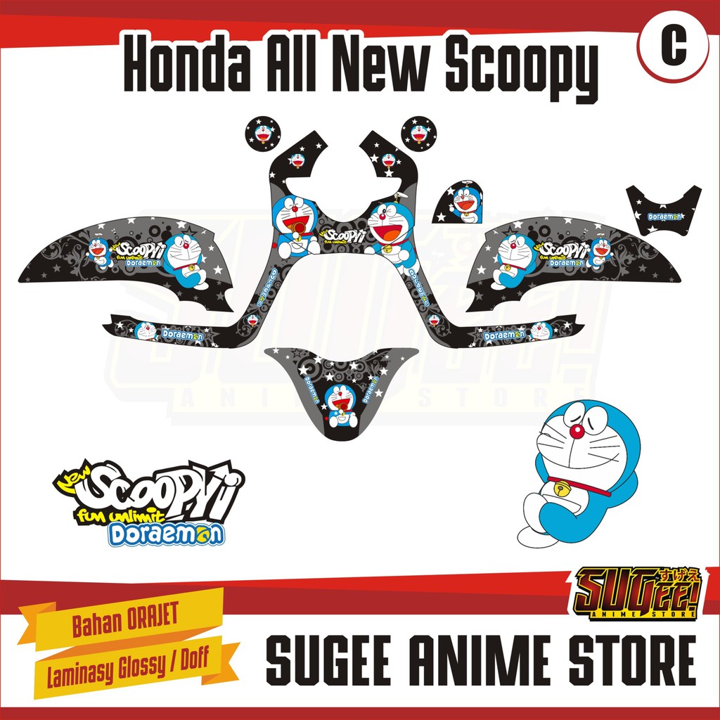 Sticker Anime Decal Motor Honda All New Scoopy Doraemon Merah