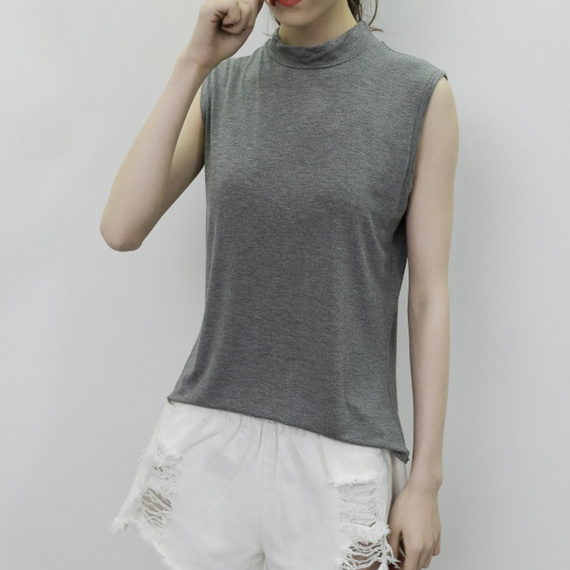 Kaos Turtleneck &quot;Chama&quot;, Sleeveless Bahan Modal, Stretch Adem Dingin