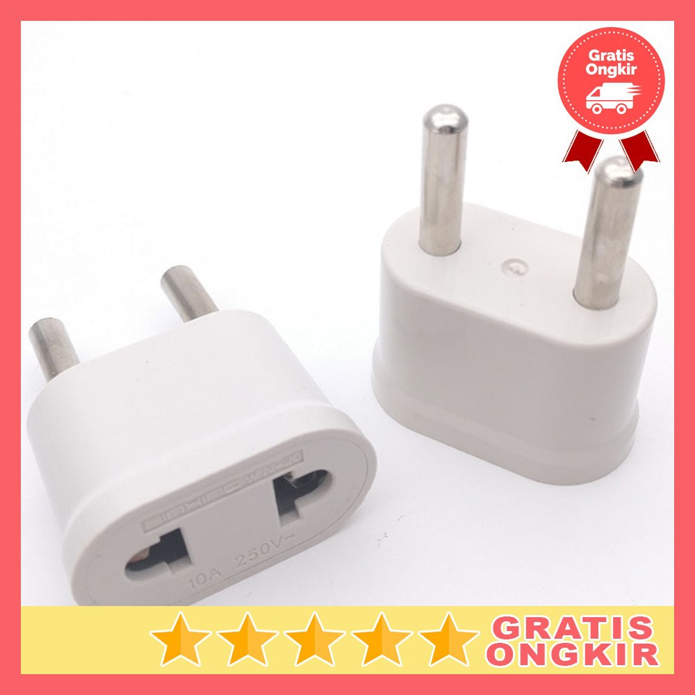 (MAINANKYU) Adapter dan Konverter Travel US to EU 1 PCS - WN-20 - White