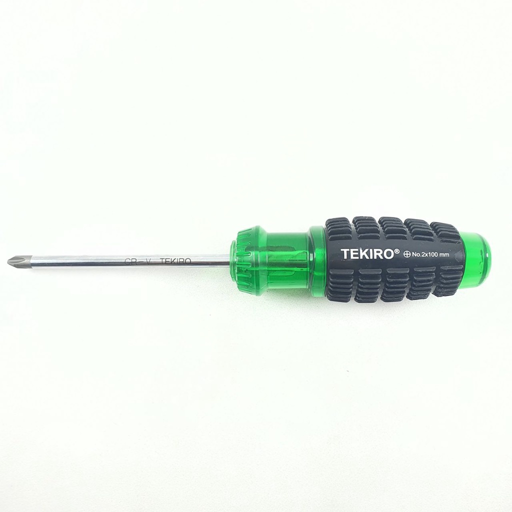 Obeng Plus 4 inch Tekiro Diameter 6mm Panjang Besi 10cm Magnet Gagang Karet