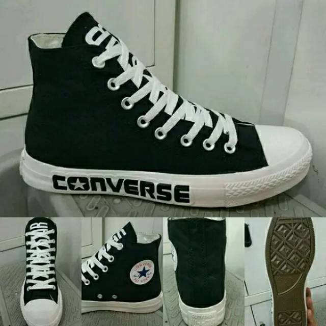 Sepatu Kets Converse All Star Chuck Taylor React CDG High Black White Hitam Putih