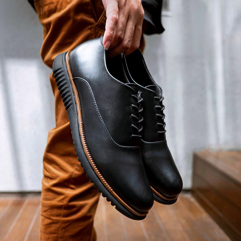 LONDON 2.0 BLACK (KULIT ASLI) |MNM x Kenzio| Sepatu Pantofel Pria Oxford Formal ORIGINAL